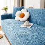 Premium Quality Fozian Flower Sky Blue  Sofa Cover